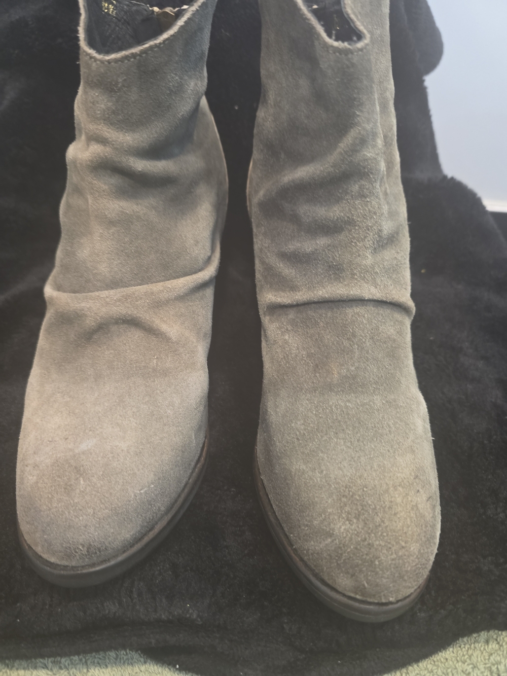 Gray Suede Rebel Ankle Boots